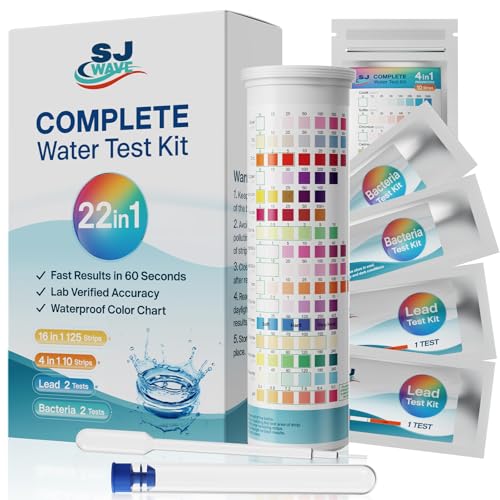 22 in 1 Water Test Kits - 125 Strips Drinking Water Test Kit, Home Tap and Well Water Tester for Bacteria pH Hardness Lead Iron Copper Chlorine Cyanuric Acid