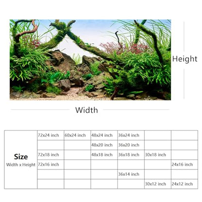 YongFoto Fish Tank Background 24x12 inch Aquarium Background River Bed Waterweeds Moss Lake Aquatic Plant Undersea Tree Branch Backdrop Reptile Habitat Terrarium Background - color: Green-5, size: 24x12in/60x30cm
