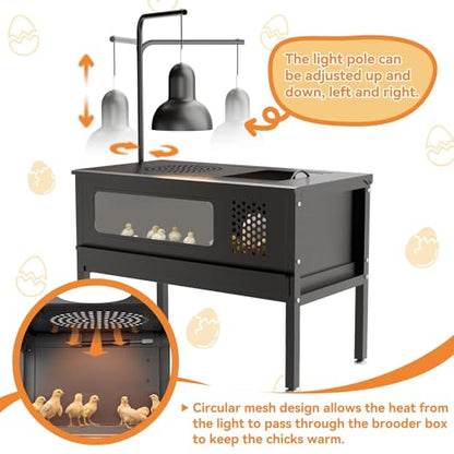 HAYOHRT Chicken Brooder Box - Stand-Up Brooder Pen for Chick Brooder with Lamp Stand & Removable Collection Tray Accommodates Up to 15 Chicks Ideal for Chickens Ducks Quails, No Lamp - size: 32.6 x16.9 x24.8''