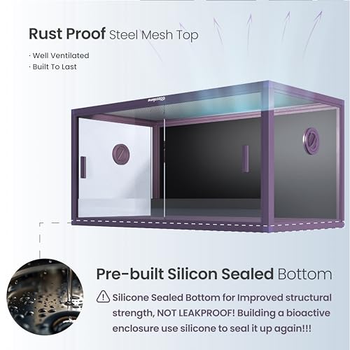 Stackable 50 Gallon Reptile Enclosure for Gecko, Juvenile Reptile | Optimal Ventilation & Light Penetration by Rust Proof Mesh Top, Easy Assembly within 6 Steps with Clear Instruction - color: Royal Purple, size: 50 Gallon