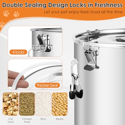 Stainless Steel Dog Food Storage Container,30LB/35LB Airtight Dog Food Storage Container with Lid to Keep Fresh,Easy Clean Large Pet Food Storage Container with Scoop for Cat Food,Chicken Feed,Rice - size: 30 LBS