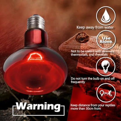 Reptile Heat Lamp Bulbs 100W 2 Pack,Day and Night Infrared Basking Spot Heating Light Combo,UVA Heat Lamp Bulb for Reptile and Amphibians,Bearded Dragon, Lizard, Turtle