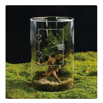 Acrylic Terrarium for Reptiles & Spiders – Small/Medium/Large Leak-Proof Enclosure (Horizontal/Vertical) | Ideal for Tarantulas, Jumping Spiders, Frogs & Geckos(Medium, Round) - size: Medium