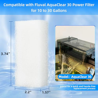 AQUANEAT 6-Pack Replacement Filter Sponge Pads, Aquarium Foam Insert Compatible with AquaClear 30, Fish Tank Filter Media - size: AC 30