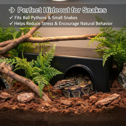 Reptile Hide Box Cave, XL 2 Pcs Snake Hide Feel Secure and Safe | Plastic Hideout for Leopard Gecko, Ball Python, Corn Snake, Lizard, Hamster & Hedgehog, Terrarium Shelter Habitat Accessories - size: XL 2 Pcs
