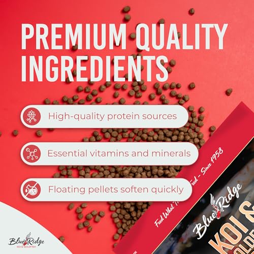 Blue Ridge Koi Fish Food 5lb - Koi Food Mini Growth Formula, Goldfish Food, Premium Fish Food for Ponds, Ponds Fish Food, Floating Pond Pellets - size: 5 Pound (Pack of 1)
