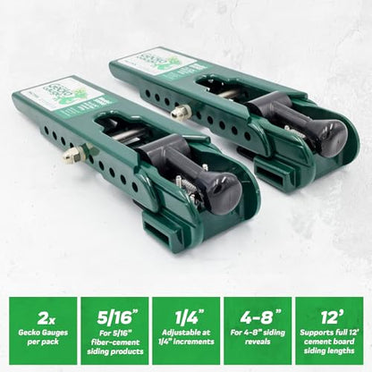 PacTool Gecko Gauge Kit w/Pouch - Fiber Cement Siding & Hardie HZ6 | For 5/16" fiber cement siding including James Hardie HZ5. Lap siding gauge with mounting clips & storage pouch included. - size: "5/16” Thickness for Hardie Siding with Pouch, style: STA