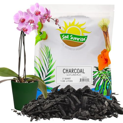 Soil Sunrise Horticultural Charcoal for Indoor Plants (2 Quarts) Hardwood Soil Additive for Orchids, Terrariums, and Gardening - size: 2 Quarts