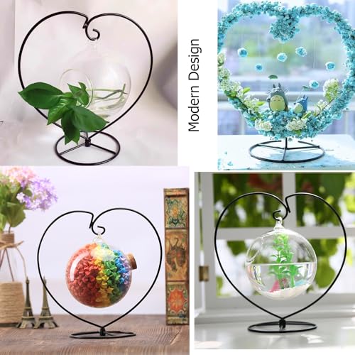 Ornament Display Stand,3 pack Air Plants Holder, Planter Terrariums Hanger, Black Iron Wire Hanging Hook for Glass Crystal Witch Ball,Easter Christmas Decoration,Wedding Party Office Home Decor