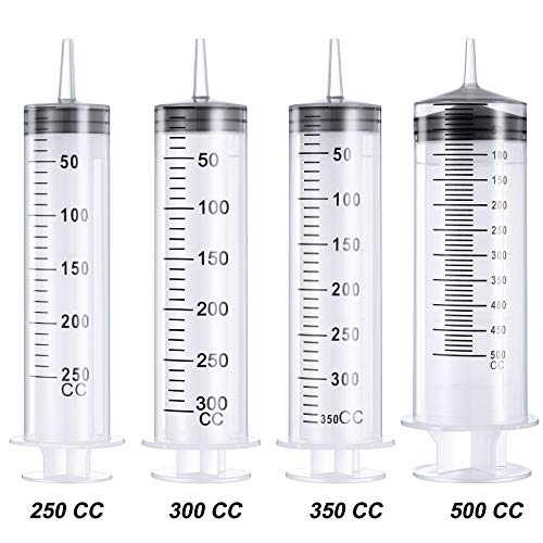 BBTO 2 Pieces Large Plastic Syringe with Tube 40 Inch Handy Plastic Tubing and Connections for Scientific Lab,Glue Dispensing,Watering,Refilling,Feeding and Measuring(500 ML) - size: 500 ML