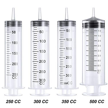 BBTO 2 Pieces Large Plastic Syringe with Tube 40 Inch Handy Plastic Tubing and Connections for Scientific Lab,Glue Dispensing,Watering,Refilling,Feeding and Measuring(300 ML) - size: 300 ML