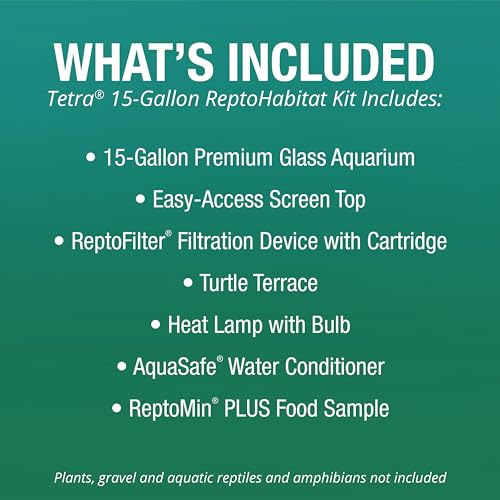 Tetra ReptoHabitat Kit for Aquatic Reptiles and Amphibians, 15 Gallons, Create a Home for Aquatic Juvenile Turtles, Frogs, Newts and Salamanders, 24.4 x 12.5 x 12.7 inches - size: 15 gallon