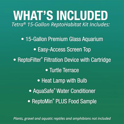 Tetra ReptoHabitat Kit for Aquatic Reptiles and Amphibians, 15 Gallons, Create a Home for Aquatic Juvenile Turtles, Frogs, Newts and Salamanders, 24.4 x 12.5 x 12.7 inches - size: 15 gallon
