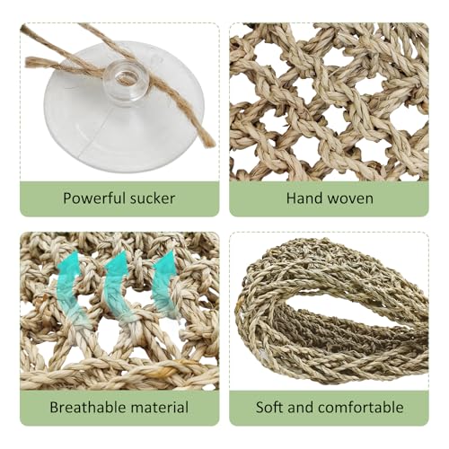 kathson Bearded Dragon Tank Accessories Kit, Reptile Hide Wooden Bridge Terrarium Liner Hammock Jungle Climber Vines Leaves Tweezer and Plant Reptile Habitat Decor for Chameleon Lizards Gecko Snakes