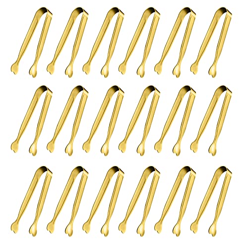 Mini Serving Tongs, Anytrp 18-Packs Stainless Steel Sugar Tongs, 4.3 inch Ice Tongs Kitchen Appetizers Tong for Coffee Bar, Tea Party, Desserts Party, Sugar and Ice Bucket - color: Gold, size: 4.3inch