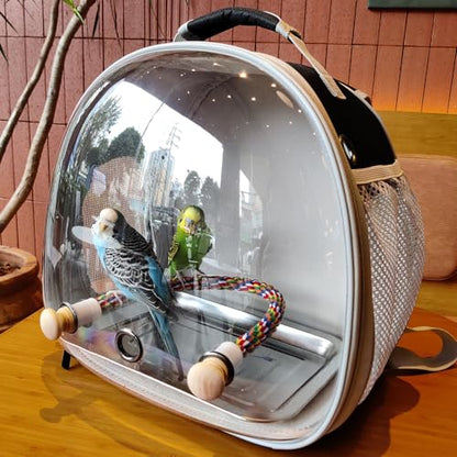 Small Bird Travel Backpack Carrier Cage, Backpack to Transport Backpack Carrier with Metal Tray Stand Perch for Parakeet Cockatiel Budgies Vet Carry Book Bag Grey - color: Grey