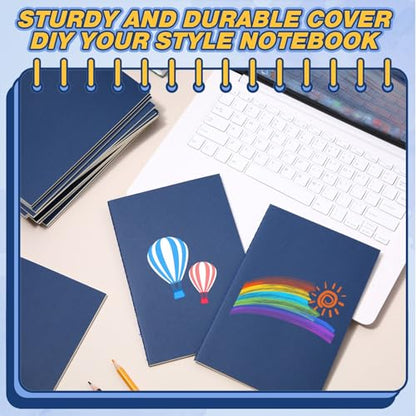 100 Pcs Journals Notebooks Bulk - Kraft Softcover A5 Small Notebooks 5.5 Inch x 8.3 Inch Notepads with 60 Page 30 Sheet for Writing Sketch Travel Office Supplies(Navy Blue,Lined) - color: Navy Blue, style: Lined