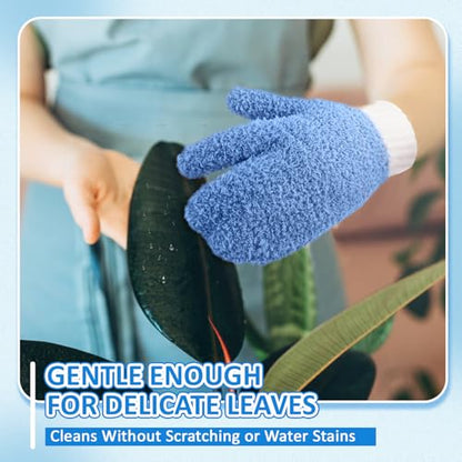 MIG4U Microfiber Dusting Gloves House Cleaning Glove for Blinds, Windows, Shutters, Furniture, and Car, Reusable Lint-Free Blue 2 Pairs S/M - color: Blue Mitten + Gloves, size: Small-Medium
