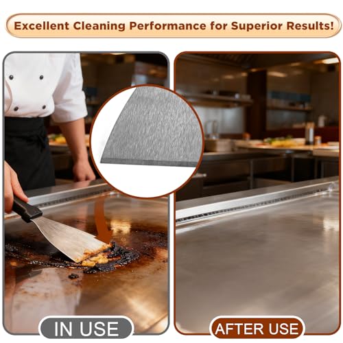 Griddle Scraper，Stainless Steel Grill Scraper,Slant Edge Metal Spatula for Teppanyaki Flat Top BBQ,Grill Cooking,Frying Steak Pork Chop Chicken Chop,Dishwasher Safe - style: Griddle Scraper