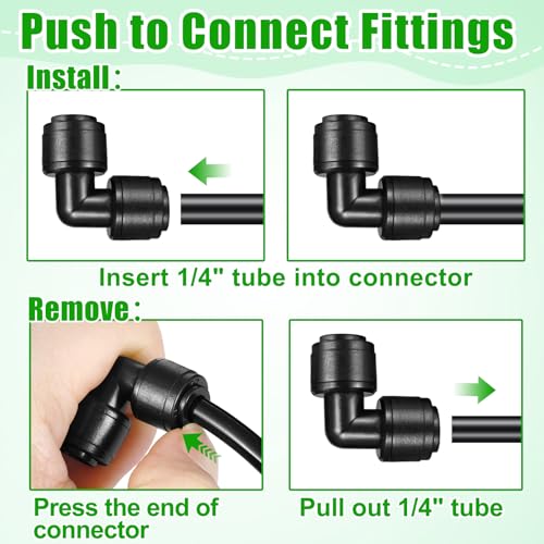 20 Pack 1/4" Quick Connect Fittings Elbow Connectors,1/4 Inch Irrigation Tubing Fittings Anti-Drop Push to Connect Fittings Locked Elbow for 1/4 Inch Drip Irrigation Tubing Garden Irrigation System - size: 20 Pack 1/4" Elbow
