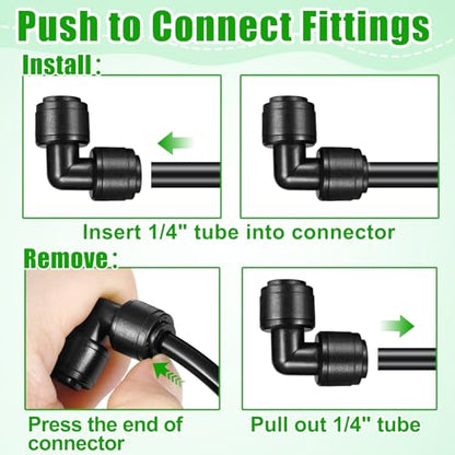20 Pack 1/4" Quick Connect Fittings Elbow Connectors,1/4 Inch Irrigation Tubing Fittings Anti-Drop Push to Connect Fittings Locked Elbow for 1/4 Inch Drip Irrigation Tubing Garden Irrigation System - size: 20 Pack 1/4" Elbow