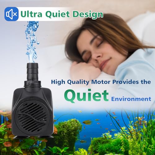 550GPH Submersible Water Pump(2000L/H 30W), Adjustable Ultra Quiet Fountain Pump with 4 Nozzles 7.2ft High Lift for Aquarium, Fish Tank, Pond, Waterfall, Outdoor, Hydroponics - size: 550GPH