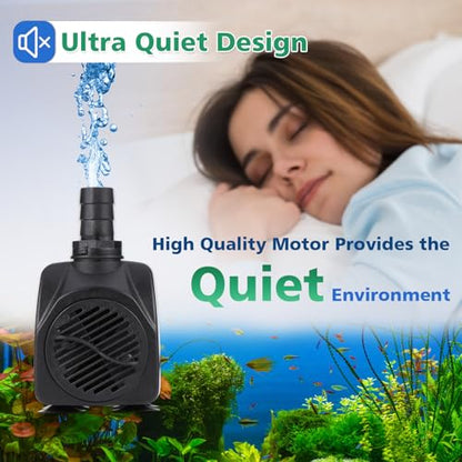 550GPH Submersible Water Pump(2000L/H 30W), Adjustable Ultra Quiet Fountain Pump with 4 Nozzles 7.2ft High Lift for Aquarium, Fish Tank, Pond, Waterfall, Outdoor, Hydroponics - size: 550GPH