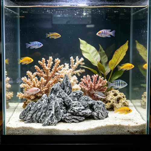 3 LB Aquarium Rocks Stones, 2-6 inches Natural Seiryu Stone, Fish Tank Decor Rocks for Fish Tank Landscaping, Bonsai, Gardens, Reptile Terrariums Paludarium Amphibian Enclosures Aquarium Decor