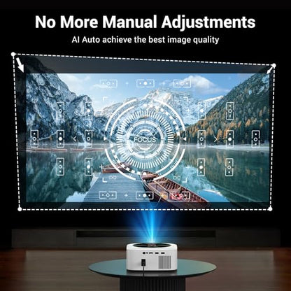 HAPPRUN 1500 ANSI Smart Outdoor Projector, Built-in Apps, 30W Dolby Audio | 4K Decoding,Auto Focus,10K+ Apps,Movie Projector with WiFi Bluetooth,Portable Indoor Proyector Compatible with Phone/TV Stick