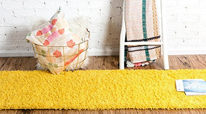 Unique Loom Solid Shag Collection Area Rug (2' x 6' 5" Runner, Tuscan Sun Yellow) - color: Tuscan Sun Yellow, size: 2' x 6'5" (Runner)