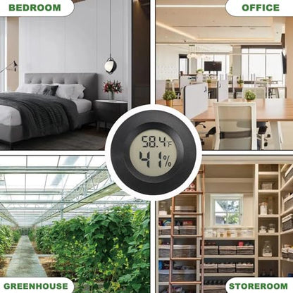 Serundo Auto Digital Hygrometer Thermometer Indoor/Outdoor Hygrometer 2PC | Mini Size,LCD,℉/℃ Conversion,Fast Response, Outdoor Thermometer with Humidity for Reptile Greenhouse Cellar 3D Printer