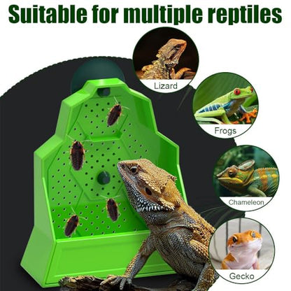 Reptile Bug Feed Bowl, Suction Cup Hanger Escapeproof Bugs Feeder Box with Ventilation Holes, Wall-Mounted Hunting Food Bowl for Lizard Bearded Dragon Frog - size: Medium 15*6*16cm/5.9*2.4*6.3"