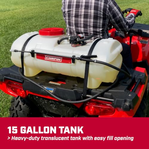 CHAPIN 8-Gallon ATV Spot Sprayer, 12V Pump for Easy Spraying | Chemical-resistant tank; ideal for ATV and UTV spraying, handles weed control, fertilizers and pest controls with 10ft hose - size: 15 Gallon