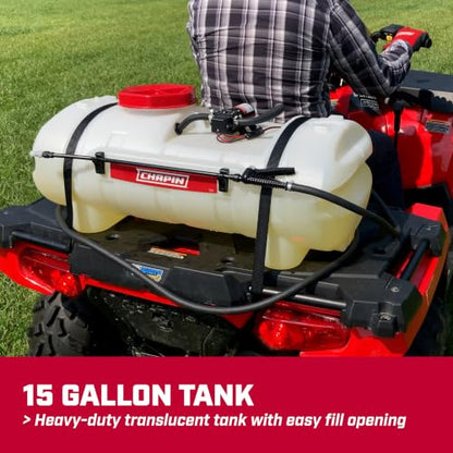 CHAPIN 8-Gallon ATV Spot Sprayer, 12V Pump for Easy Spraying | Chemical-resistant tank; ideal for ATV and UTV spraying, handles weed control, fertilizers and pest controls with 10ft hose - size: 15 Gallon