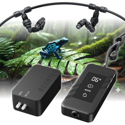Automatic Reptile Misting & Humidifying System, Auto Rain Sprayer, 2 Nozzles, Auto Reptiles Mister for Terrariums, Chameleon Cages, Plants, Paludariums, Frog Snake Enclosures