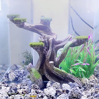 relaqcc Reptile Decor Aquarium Decorations Artificial Moss Resin Fish Tank Rocks Simulation Hollow Tree Leopard Gecko Trunk Accessories Aquarium View（Medium） - size: Medium-A
