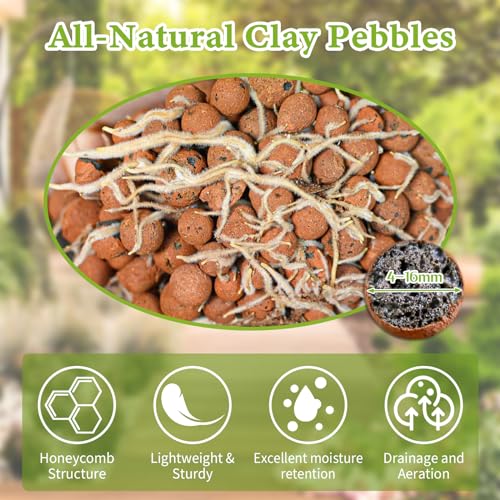 19LB Leca Clay Pebbles for Plants 4mm-16mm Clay Balls for Hydroponic | Drainage, Reusable, Aeration, Moisture Retention, Lightweight, Natural Leca for Orchids, Succulents, Terrariums, Aquaponics - size: 20LB