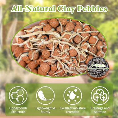 19LB Leca Clay Pebbles for Plants 4mm-16mm Clay Balls for Hydroponic | Drainage, Reusable, Aeration, Moisture Retention, Lightweight, Natural Leca for Orchids, Succulents, Terrariums, Aquaponics - size: 20LB