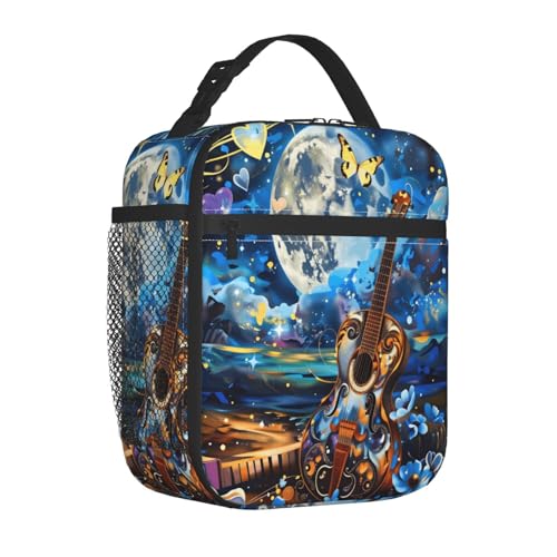 Moon Guitar Art Adult Insulated Lunch Bag, Portable Thermal Cooler Tote With Pockets, Durable Polyester Lunch Box With Handle For Work, Office, Travel - color: Style 5