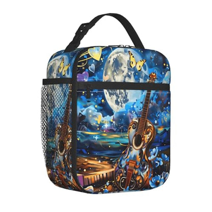 Moon Guitar Art Adult Insulated Lunch Bag, Portable Thermal Cooler Tote With Pockets, Durable Polyester Lunch Box With Handle For Work, Office, Travel - color: Style 5