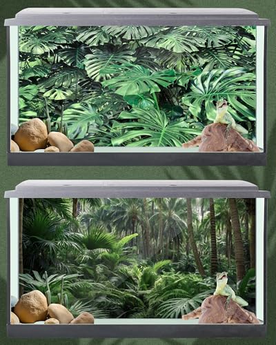 4 Pcs 48 x 18'' Reptile Tank Background 40/55/75 Gallon Polyester Tropical Rainforest Bearded Dragon Terrarium Background Decor for Crested Gecko, Python Regius, Tree Frogs, Chameleon - size: 48 x 18 Inch