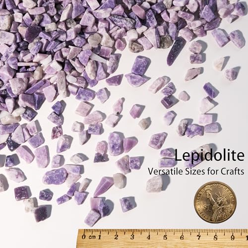 Lepidolite Crystal Chips Bulk 1lb, 600+ Pieces, 8-15mm Natural Purple Mica - color: Lepidolite, size: 1LB
