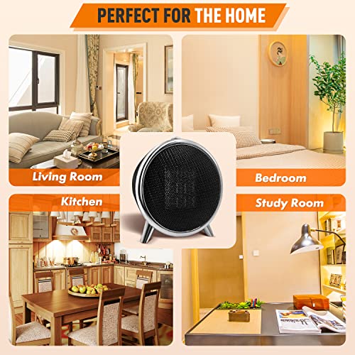 Comfort Zone Space Heaters for Indoor Use, Portable Heater, Fast Heating, Electric Heater, Thermostat, Bedroom Heater, Overheat Protection, Desktop Heater, Safety Tip-Over Switch 1,500W, Black