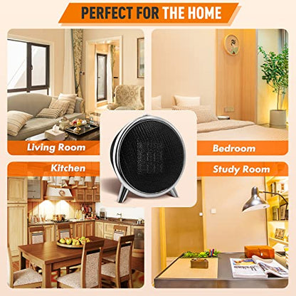 Comfort Zone Space Heaters for Indoor Use, Portable Heater, Fast Heating, Electric Heater, Thermostat, Bedroom Heater, Overheat Protection, Desktop Heater, Safety Tip-Over Switch 1,500W, Black