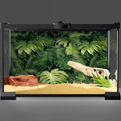 AWERT 72x24 inches Tropical Leaves Terrarium Background Polyester Reptile Habitat Background Rainforest Aquarium Background - size: 72x24in/180x60cm