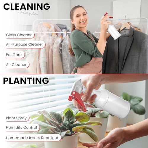 LiBa Spray Bottles 4 Pack 16oz Refillable Adjustable Nozzle Mist Sprayer | Adjustable 3-mode spray, leak & clog resistant, BPA-free HDPE, spray bottles for cleaning, plants, hair