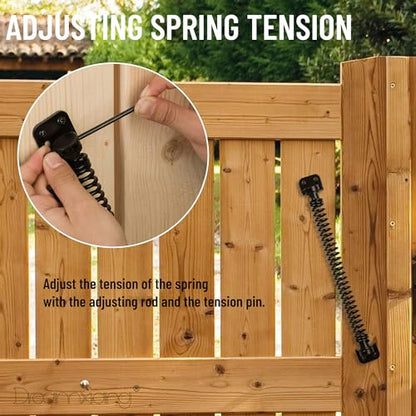 11-1/2" Gate Spring Self Closing Heavy Duty Outdoor Door Spring Automatic Fence Gate Closure Hardware Spring Loaded Gate Latch with Adjustable Tool for Wooden and Vinyl Fence, Black (1 Pack) - size: 11-1/2 Inch