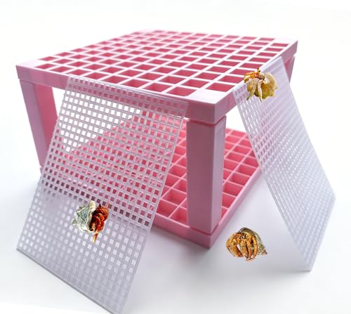 Hermit Crab Rest Platform with Food Bowl Double-Layer Climbing Toys Hermit Crab Accessories Expand Space for Reptile(Pink) - color: Pink