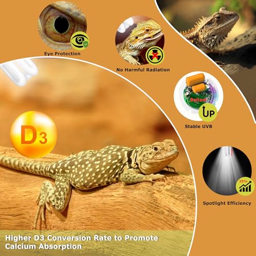 HARTOMPET Linear Tube UVA UVB 10.0 Bulb 13W, Fluorescent Reptile Lamp for Bearded Dragons, Geckos, Tortoises, Snakes & Other Desert Habitat Pets - size: 13 Watts