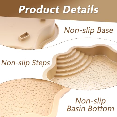 Turtle Bathing Pool Reptile Habitat Reptile Food Dish Water Bowl with Slope Terrarium Decoration for Turtle Horned Frog Lizard Gecko Snake
